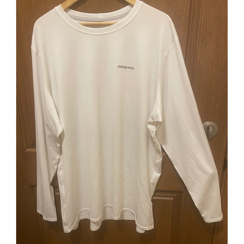 Patagonia Capilene Cool Daily Long Sleeve Shirt White XXL UPF 50 Wave Graphic